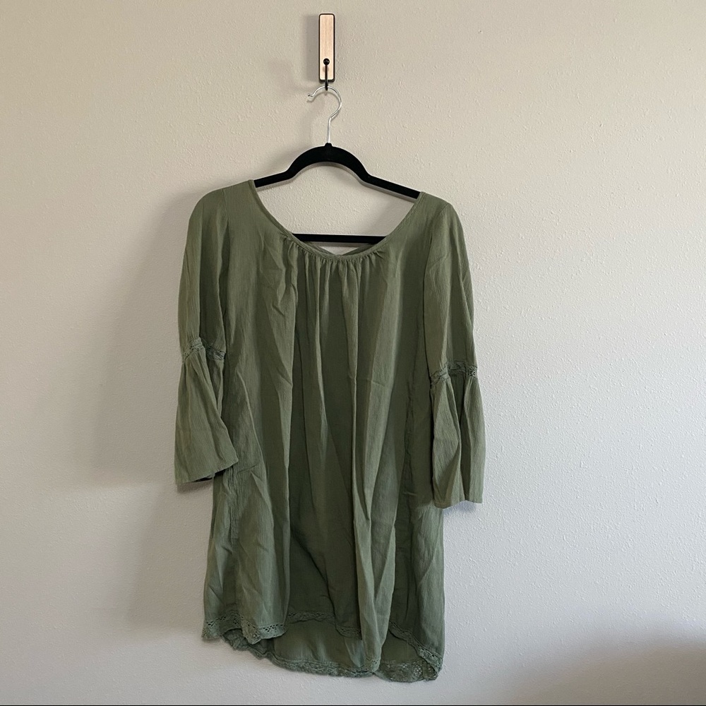 Olive green peasant dress
